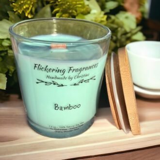 Bamboo handmade soy candle by Flickering Fragrances