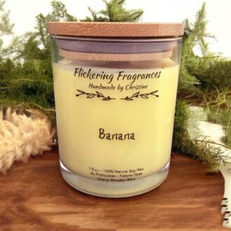 Banana handmade soy candle by Flickering Fragrances