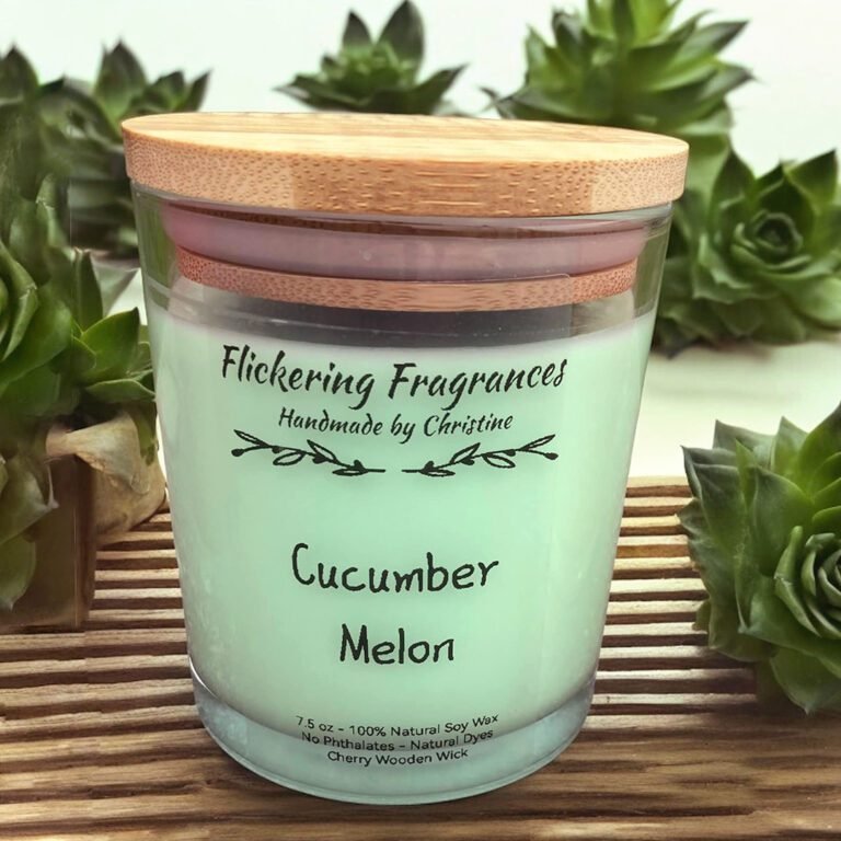 Cucumber Melon handmade soy candle by Flickering Fragrances