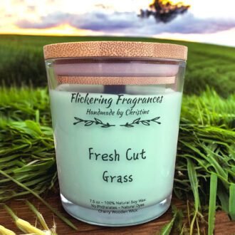 Fresh Cut Grass handmade soy candle by Flickering Fragrances