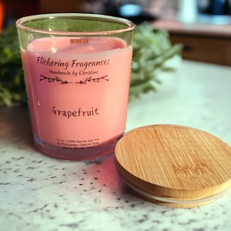 Grapefruit handmade soy candle by Flickering Fragrances