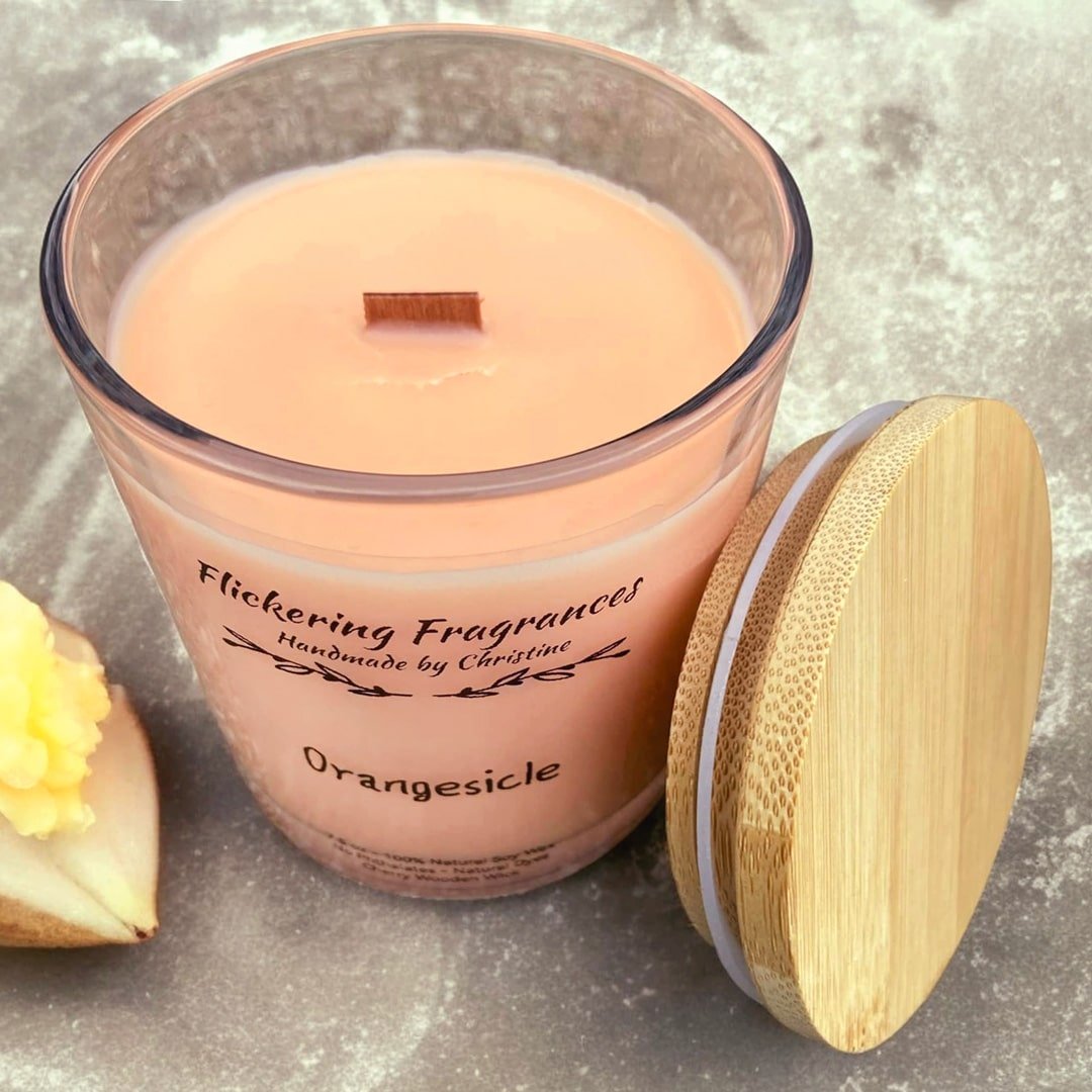 Orangesicle handmade soy candle by Flickering Fragrances