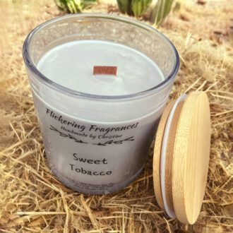 Sweet Tobacco handmade soy candle by Flickering Fragrances