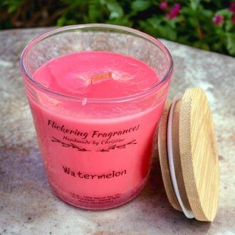 Watermelon handmade soy candle by Flickering Fragrances